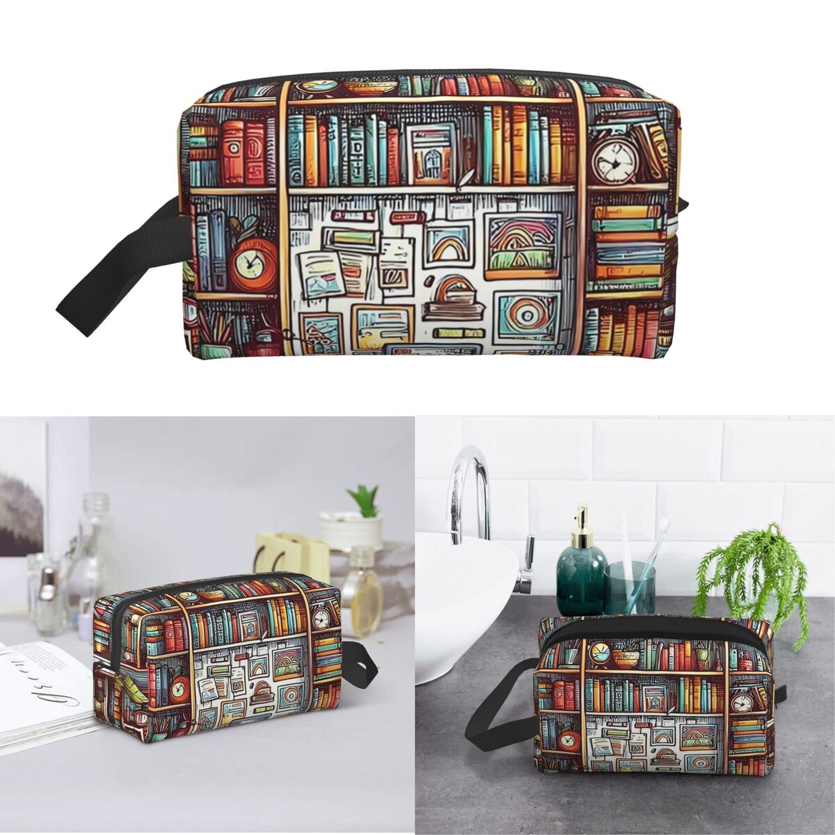 Beauty Makeup Book - Cartoon Books Bookshelf Makeup Bag Cosmetic