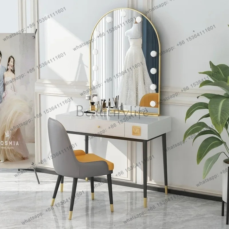 Beauty Makeup Studio - simple lamp mirror makeup table, wedding