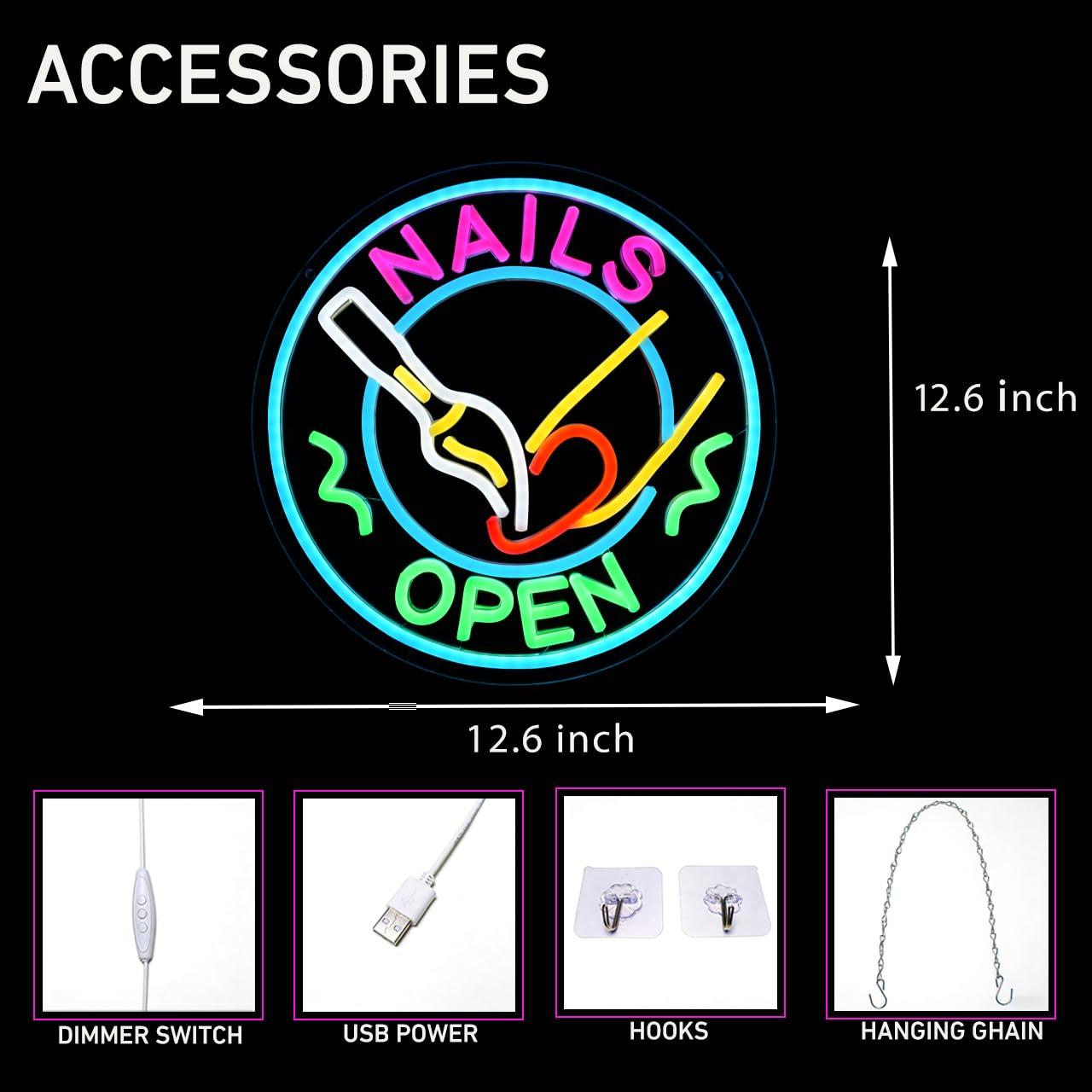 Nails Open Neon Sign USB Dimma - Beauty Makeup Studio recension och pris