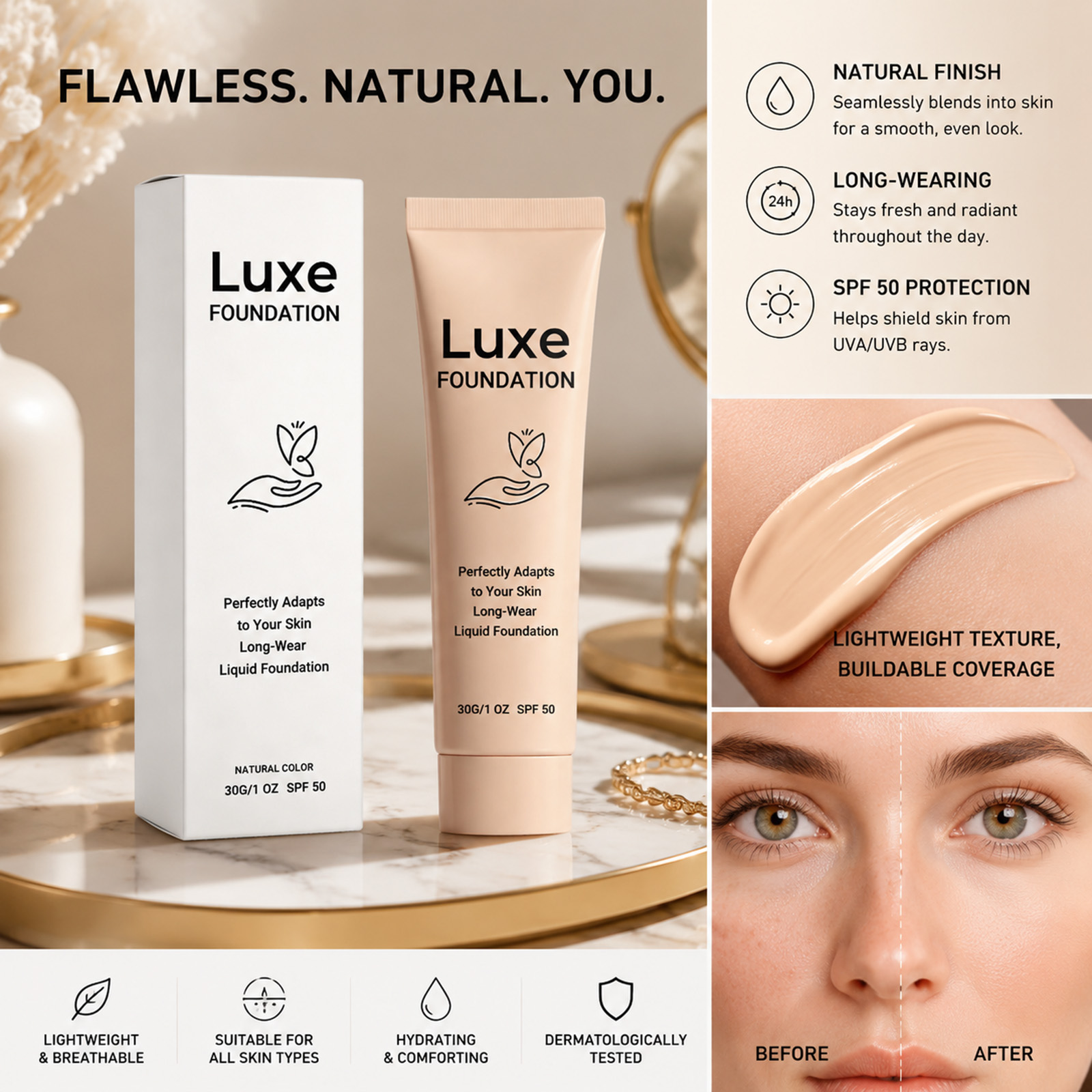 SPF 50+ Color Changing Foundat - Beauty Makeup Foundation recension och pris