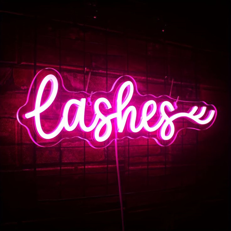 Pink LED Lashes Neon Sign Wall - Beauty Makeup Studio recension och pris