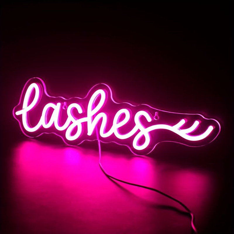 Pink LED Lashes Neon Sign Wall - Beauty Makeup Studio recension och pris
